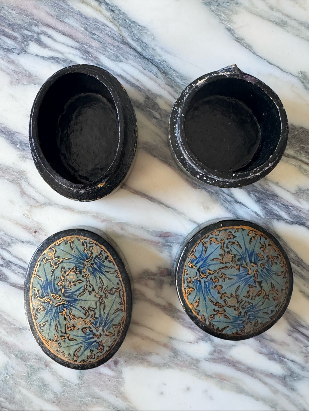 Vintage Hand-Painted Decorative Trinket Boxes | Set of 2